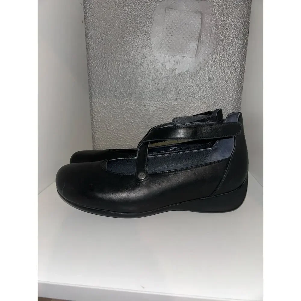 Wolky Ambrosia Mary Jane Shoes Black Leather Comfort Strap EU 38 US 7.5 Comfort